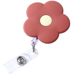 Orange-red Cute Badge Reels Retractable with Alligator Clip, Nurse ID Badge Holder Flowers Keys Lanyard Badge Holders for Teacher Student Office Supplies Badge Holders