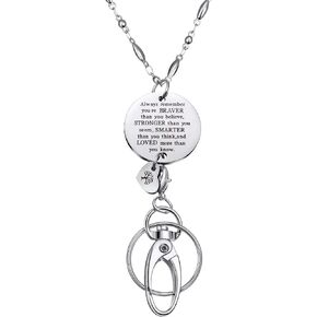Lanyard ID Badge Holder Necklace with ID Hook and Inspirational Pendant