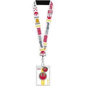 Buckle-Down Star Wars Lanyard, Badge Holder Charm, Star Wars Rebel Pilot Rebel Alliance Insignia X Wing Fighter, Elastic