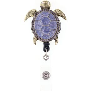 Purple Enamel Sea Turtle Retractable ID Badge Reel,Name Card Holder,ID Badge Reel for Nurse