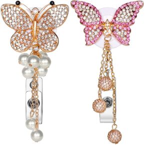 Nurse Retractable Badge Reel, Artscope Bling Badge Reel Clip, Crystal ID Name Badge Holder with 360° Swivel Alligator Clip (Diamond Butterfly)