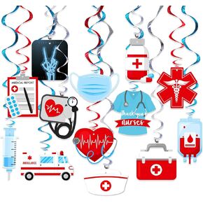 Nurse Swirl 30 Pack Nurse Graduation Party Decoration Doctor Nursing Birthday Supplies Hanging Swirl Spiral Streamers in Saudi Arabia