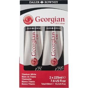 Daler-Rowney Georgian Oil Paint Titanium White Twin Pack 225ml Tube - Art Paints for Canvas Paper and More - Oil Painting Supplies for Artists and Students - Artist Oil Paint