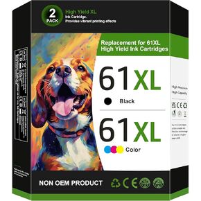 61XL Ink Cartridges High Yield Replacement for HP Ink 61 for HP 61 Ink Cartridge Combo Pack for 4500 5530 4501 4502 DeskJet 1000 1010 1512 2540 Officejet 4635 4630 Color Printer (2 Pack)