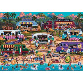 Buffalo Games - Pun Fuzzles - Hawaiian Food Truck Festival - 300 Piece Jigsaw Puzzle for Adults Challenging Puzzle Perfect for Game Nights - Finished Size is 21.25 x 15.00