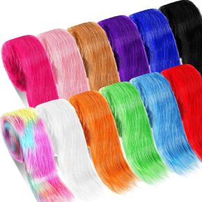 XunYee 12 Pcs Christmas Shaggy Plush Faux Fur Fabric 2 x 60 Inch Craft Fur Precut Strips Fake Fur Ribbon for Christmas Winter DIY Cosplay Costume Gnomes Beard Santa Claus Hair Dwarf, 12 Colors