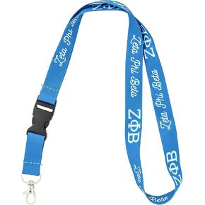 Desert Cactus Zeta Phi Beta Lanyard Sorority Keychain Car Keys ID Badge Holder Detachable Breakaway Snap Buckle (Lanyard - Blue Script)