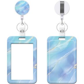 حامل شارة قابل للسحب مع مشبك بكرة حلقة تسلق، حامل شارة هوية رأسية مع سلسلة مفاتيح، حزمة واحدة جيب بطاقة بكرة شارة لطيف وعصري للممرضة والطبيب والمدرس في المدرسة (رمادي رخامي) in Kuwait