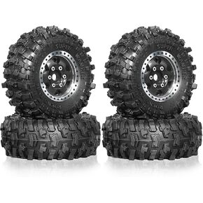 1.0 RC Tires and Beadlock Wheels Rims Offset -2.5mm 1/24 1/18 Super Soft Sticky Mud Slingers Tyres for 1:24 1:18 Rock Crawler Car Axial SCX24 FMS AX24 FCX18 FCX24 TRX4M 4Pcs (Red) in Kuwait