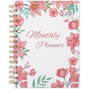 2025 Weekly and Monthly Planner - 6.3" x 8.3", 12-Month Undated Daily Planner, Spiral Bound Business & Personal Planner with Monthly Tabs, Daily Tracking, and Notes Pages, Flower