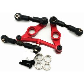 Aluminum Steering Assembly with Bearings and Links Tie Rod Red for Tamiya TT01