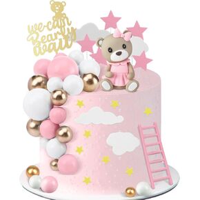 37 Pcs Brown Bear Cake Decorations We Can Bearly Wait Cake Topper for Birthday Baby Shower Party Supplies Decorations (Cute)