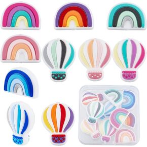 SUNNYCLUE 1 Box 12Pcs 6 Styles Teacher Silicone Beads Bulk School Silicone Focal Bead Apple Blackboard Character Rubber Loose Beads for DIY Beaded Pens Lanyards Keychains Making Supplies Teachers'Day