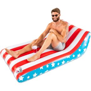 BigMouth Inc American Lounger، عوامة حمام السباحة الوطنية لحفلة حمام السباحة في الرابع من يوليو،