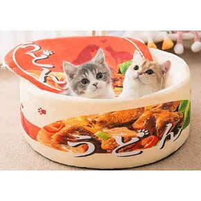 ZY-KL Noodle Dog Bed Cat Bed Pet Sofa,Keep Warm and Super Soft Creative Pet Nest,Waterproof Bottom Round Pet Bed for Small Cats and Small Dogs Removable Washable Cushion (Braised Beef Noodles)