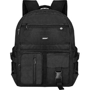 Laptop Backpack, Approved Business Work College Travel Basic Water Resistant Sturdy Bookbag Pos-Pro Gift for Men Women (Black, 15.6 Inch)