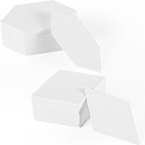 200pcs Paper Piecing Templates for Quilting Supplies, White Quilt Paper Piecing Shapes Hexagon English Paper Pieces Paper for Quilting Sewing DIY Crafts Slicing Patchwork (Gem Shape, Flat Rhombus)