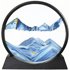 STÄYREN Moving Sand Art Picture Round 3D Hourglass Deep Sea Sandscape in Motion Dynamic Sand Art Liquid Motion Desktop Home Office Decor (Blue, 12 inch)