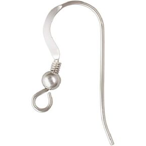 -10 Pieces (5 Pairs) Solid Sterling Silver .925 Flat French Hook Ear Wires w/Coil & 3.0 mm Ball Bead