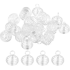 uxcell Spiral Bead Cages Pendants, Stone Holder Necklace Hollow Cage Pendants for Jewelry Making Crafting