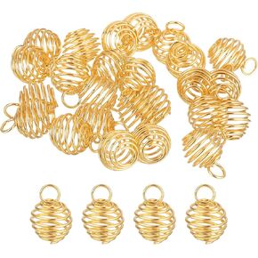 uxcell Spiral Bead Cages Pendants, Stone Holder Necklace Hollow Cage Pendants for Jewelry Making Crafting