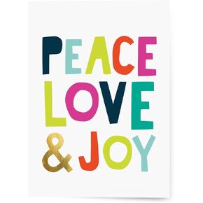 Artistic Happy Holidays Cards, Peace Love & Joy by Ampersand (6 Cards with White Envelopes) Perfect for Sending Holiday Wishes to Friends and Family in Kuwait