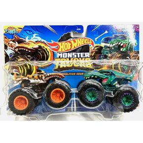 Hot Wheels Monster Trucks Demolition Doubles 1:64 Die-Cast 2-Pack Tiger Shark vs Mega Wrex