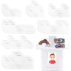 PH PandaHall 21pcs 7 Styles Badge Buddy Topper, Buddy Pin Holder ID Badge Topper Clear Acrylic Card Holder Fit Vertical Horizontal Badge Holder for Nurse Doctor Staff Badge Name Cards Display Pins