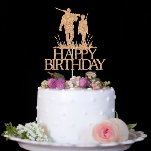 هنتر عيد ميلاد سعيد كعكة توبر، الأب والابن مع البنادق الصيد موضوع زينة حفلة عيد ميلاد للبنين الرجال ارتفع الذهب بريق in Saudi Arabia