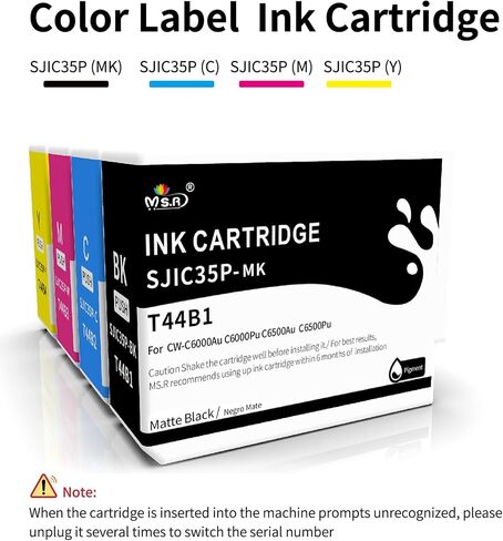 MS.R Remanufactured Ink Cartridge Replacement for Epson SJIC35P T44B2 T44B3 T44B4 T44B5 to use with CW-C6000Au C6000Pu C6500Au C6500Pu Printer(4 Pack) in Kuwait