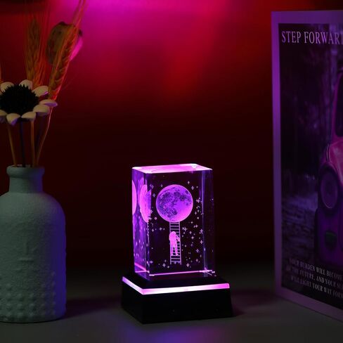 LED Night Light,K9 Crystal Cube with Changeable 7-Color Changing Lamp,Nice Birthday Gifts,Decent Ornament in Home and Office in Kuwait