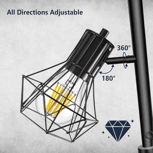 Industrial Floor Lamp Dimmable, Farmhouse Standing Lamp Tree Floor Light with Bright 3X 800LM LED Bulbs, 3-Light Adjustable Tall Lighting for Living Room Bedroom Office in Saudi Arabia