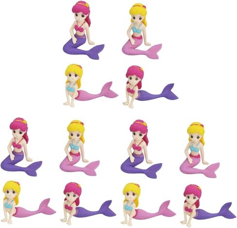 Amosfun 12pcs Mermaid Doll Cake Toppers - Party Cake Decorations for Girl Birthday Baby Shower Party Ocean Party 2.55-2.95 Inch in Kuwait