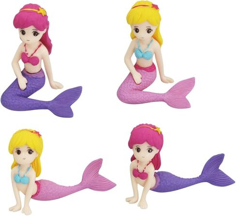 Amosfun 12pcs Mermaid Doll Cake Toppers - Party Cake Decorations for Girl Birthday Baby Shower Party Ocean Party 2.55-2.95 Inch in Kuwait