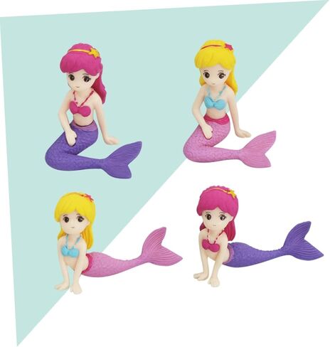 Amosfun 12pcs Mermaid Doll Cake Toppers - Party Cake Decorations for Girl Birthday Baby Shower Party Ocean Party 2.55-2.95 Inch in Kuwait