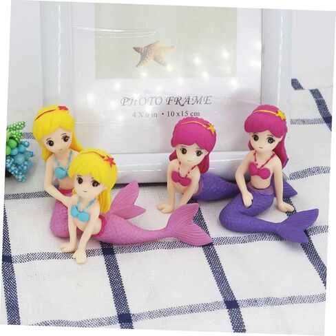 Amosfun 12pcs Mermaid Doll Cake Toppers - Party Cake Decorations for Girl Birthday Baby Shower Party Ocean Party 2.55-2.95 Inch in Kuwait