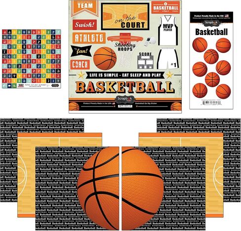 مجموعة قصاصات الورق والملصقات التي تحمل عنوان كرة السلة، مقاس 12 بوصة × 12 بوصة in Kuwait