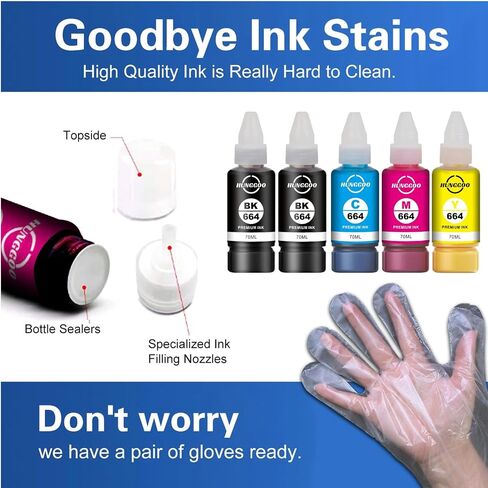 664 Ink Refill Bottles Compatible with Epson 664 Ink Refill Bottles Work with ET-2650 ET-2500 ET-2550 ET-2600 ET-4500 Printers (Epson Ink 664 Black, Cyan, Magenta, Yellow, 5 Pack) in Saudi Arabia