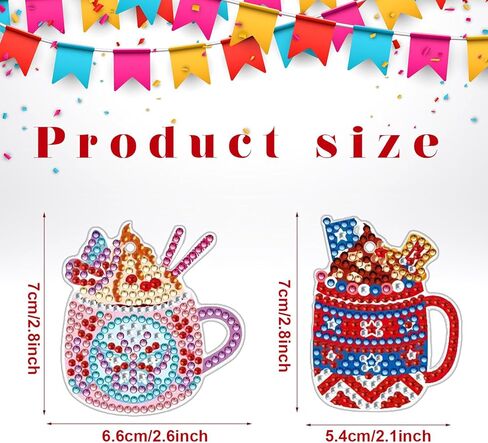 Ecation 12 جهاز كمبيوتر شخصى الموسم فنجان القهوة الماس اللوحة سلاسل المفاتيح 12 شهر 5D DIY الماس الفن سلاسل المفاتيح مهرجان مزدوج الوجهين الماس اللوحة حلية مجموعات للبالغين عطلة الديكور هدية in Kuwait