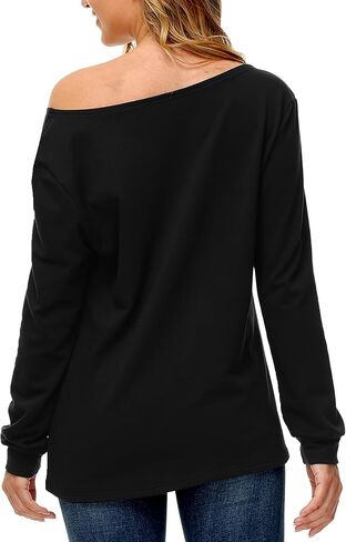 Deerose Women Christmas Off Shoulder Sweatshirt Xmas Party Long Sleeve Tops in Kuwait