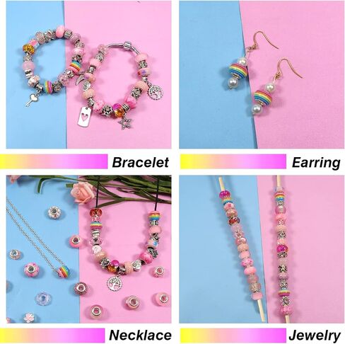 TOAOB 100pcs Assorted Glass European Large Holes Beads Spacer Lampwork Craft Beads Rhinestone Metal Beads for DIY Charms Bracelet Necklace Jewelry Making in Saudi Arabia