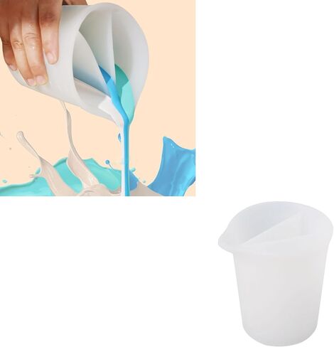 BOOWAN NICOLE 16OZ/500ML Silicone Non-Stick Split Cups for Paint Pouring, Thick & Reusable Color Render Split Cup with Multi Channel for Jesmonite Resin Fluid Painting Art (500-2) in Saudi Arabia