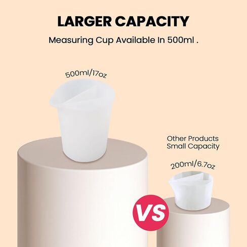 BOOWAN NICOLE 16OZ/500ML Silicone Non-Stick Split Cups for Paint Pouring, Thick & Reusable Color Render Split Cup with Multi Channel for Jesmonite Resin Fluid Painting Art (500-2) in Saudi Arabia