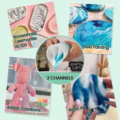BOOWAN NICOLE 16OZ/500ML Silicone Non-Stick Split Cups for Paint Pouring, Thick & Reusable Color Render Split Cup with Multi Channel for Jesmonite Resin Fluid Painting Art (500-2) in Saudi Arabia
