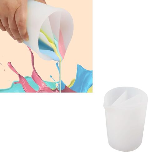 BOOWAN NICOLE 16OZ/500ML Silicone Non-Stick Split Cups for Paint Pouring, Thick & Reusable Color Render Split Cup with Multi Channel for Jesmonite Resin Fluid Painting Art (500-2) in Saudi Arabia