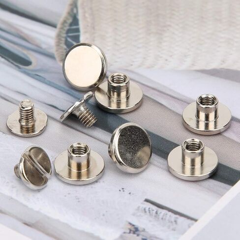 Leather Craft Rivets, 50 Sets 6.5mm Brass Flat Head Studs Screws Nail Rivets DIY Leather Craft Fastener Screwback Replace for DIY Leather Craft Bag Belt Wallet Handbag Decoration in Saudi Arabia