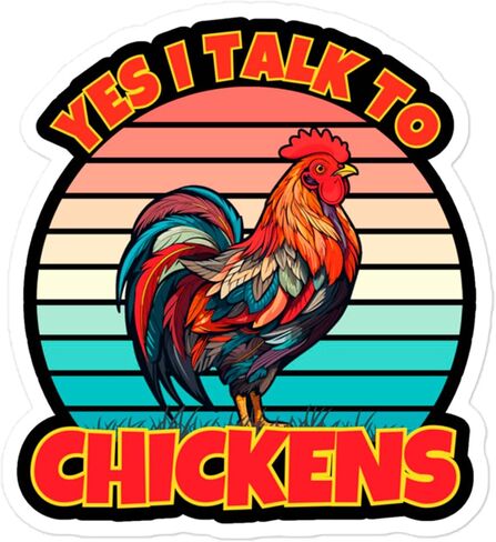 ملصق تذكاري من Yes I Talk to Chickens ملصق فينيل صغير مقاوم للماء لزجاجة المياه وكوب جواز السفر وكتاب القصاصات والكمبيوتر المحمول ولوح التزلج والكمبيوتر المحمول مقاس 4 بوصات هدية مضحكة ID44990 in Saudi Arabia