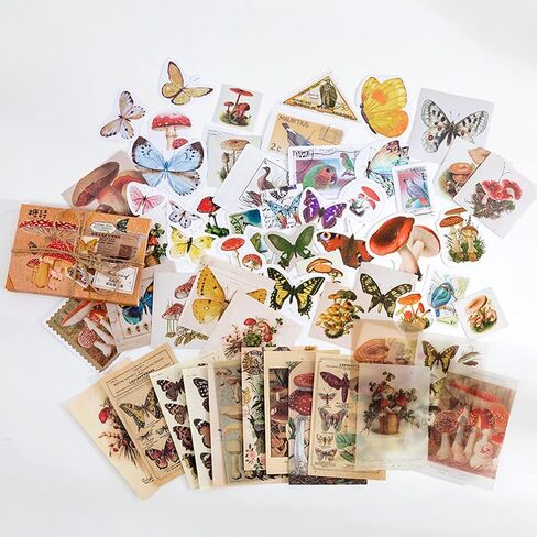 Vintage Scrapbooking Supplies Material Paper Decorative Sticker Set Retro Building Label Bill Ticket Tag Map Decoration for Journal Planner Envelope Letter Card DIY Project Arts Embellishment in Kuwait