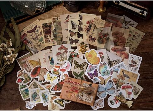 Vintage Scrapbooking Supplies Material Paper Decorative Sticker Set Retro Building Label Bill Ticket Tag Map Decoration for Journal Planner Envelope Letter Card DIY Project Arts Embellishment in Kuwait
