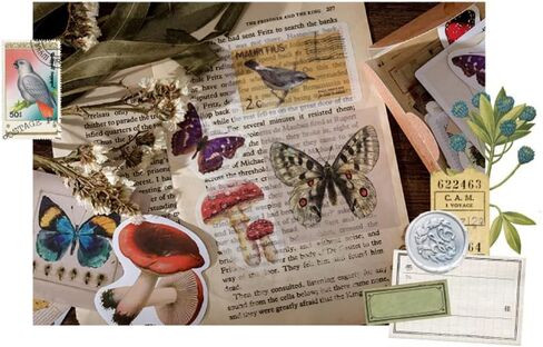 Vintage Scrapbooking Supplies Material Paper Decorative Sticker Set Retro Building Label Bill Ticket Tag Map Decoration for Journal Planner Envelope Letter Card DIY Project Arts Embellishment in Kuwait